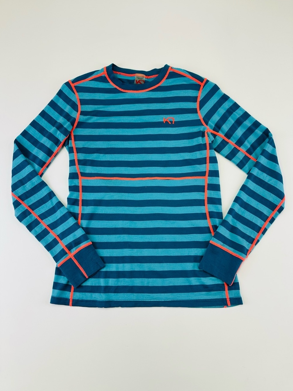 Kari Traa Merino Wool Base Layer Top Striped Medium Womens Outdoor Performance